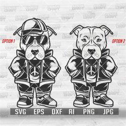 Hipster Pitbull svg | Hippie Animal Clipart | Cute Gangster Home Pet Cutfile | Hip Hop Dog Stencil | Swagg Doggo jpeg |