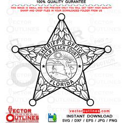 palm beach county svg sheriff office badge, sheriff star badge, vector file for, cnc router, laser engraving, laser cutt
