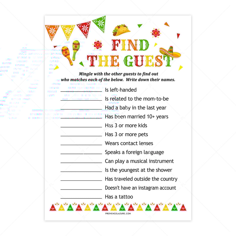 Find The Guest Game Mexican Baby Shower