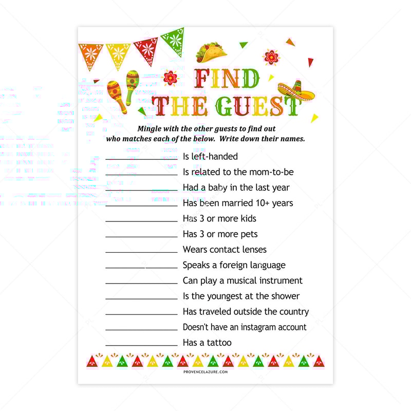 Find The Guest Game Mexican Baby Shower