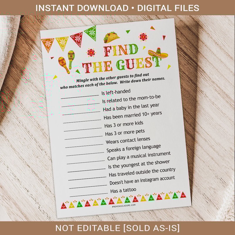 Find The Guest Game Mexican Baby Shower