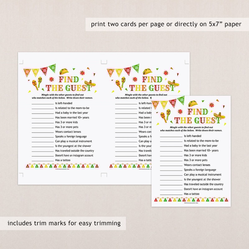 Find The Guest Game Mexican Baby Shower