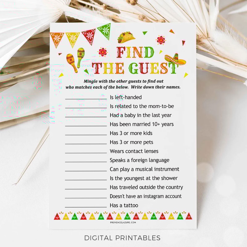 Find The Guest Game Mexican Baby Shower