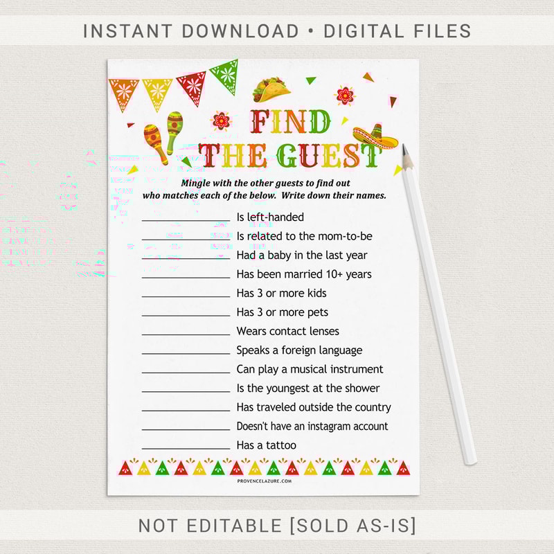 Find The Guest Game Mexican Baby Shower