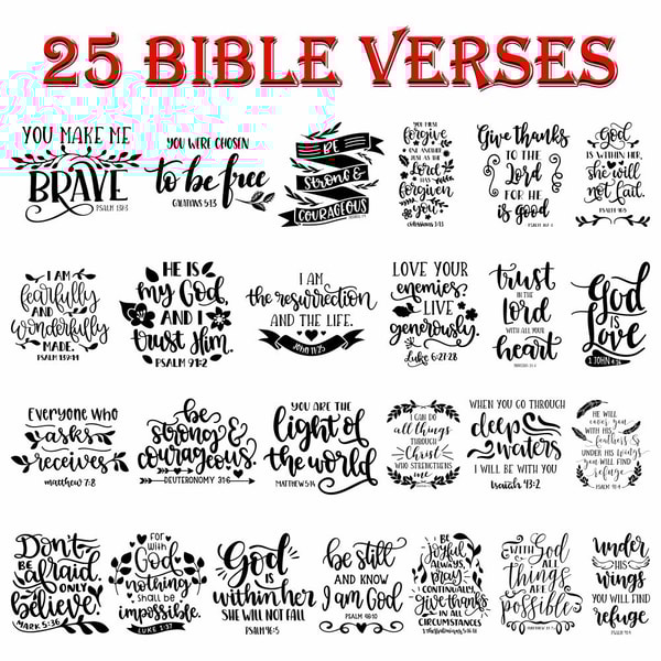 Bible Verses Svg Christian Bundle Scripture Vector Jesus Sti | Inspire ...