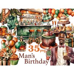 Black Mans Birthday Clipart | Gift Box Illustration