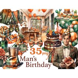 Man Birthday Clipart | Fashion Men Graphics