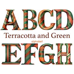 Terracotta And Green Letters | Birthday Clipart Set