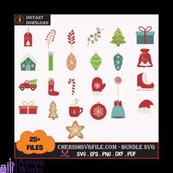 25 files christmas ornaments bundle svg, christmas svg, christmas lights bundle svg