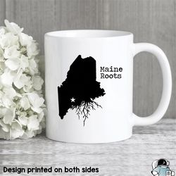 maine roots coffee mug  state map me gift