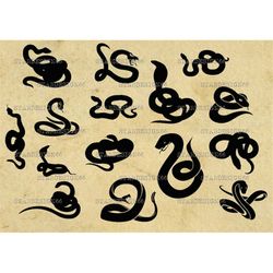 digital svg png jpg snakes, silhouette, vector, clipart, instant download