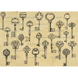 digital svg png jpg keys, antique key, medieval key, castle key, padlock key, vector, silhouette, clipart, instant downl