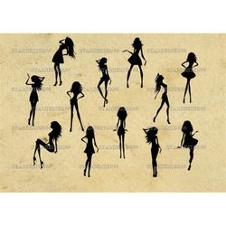 digital svg png jpg girls, models, women, female, pretty, strip, silhouette, clipart, vector, instant download