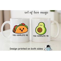 taco avocado matching coffee mug fiesta couple wedding or anniversary gift