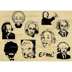 digital svg png jpg albert einstein, silhouette, vector, clipart, instant download