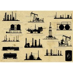 digital svg png jpg oil and gas industry, silhouette, vector, clipart, instant download