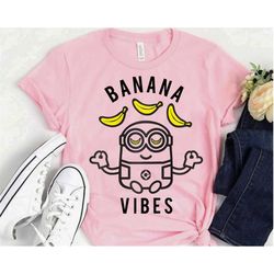 despicable me minions banana vibes meditation minion sketch t-shirt, minions family matching tee, disneyland family vaca