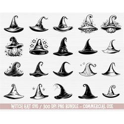 witch hat svg bundle, png bundle for halloween, vector clipart collection, digital file commercial use instant download,