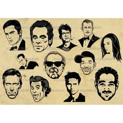 digital svg png jpg actors, ben stiller, jim carrey, mel gibson, tom cruise, will smith, clipart, vector, silhouette,ins