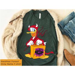 disney halloween donald duck devil trick or treat t-shirt, mickey's not so scary party, disneyland spooky season tee,dis