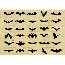 digital svg png jpg bats, silhouette, vector, clipart, instant download
