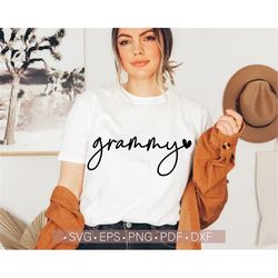 grammy svg, grammy with hear svg cut file for cricut, grandma shirt design svg png eps dxf pdf hand lettered vector clip