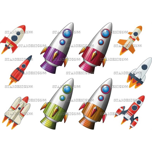 Digital EPS PNG JPG Cartoon Rockets, clipart, vector, templa | Inspire ...