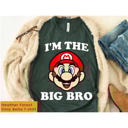 nintendo super mario cute mario i'm the big bro t-shirt, super mario bros tee, disneyland family vacation matching birth