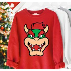 nintendo super mario bowser large face chest portrait t-shirt, super mario bros tee, disneyland family vacation matching