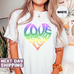 love is love, heart shape. comfort colors t-shirt, womens love is love, pride shirt, kindness shirts, lgbtq support tees