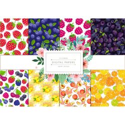 digital papers fruits seamless patterns | graphic resources printable, scrapbook papers, background design, pattern desi