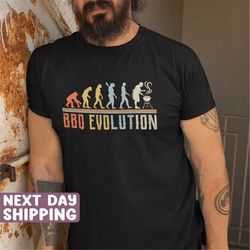 Mens Bbq Shirt, Grilling Barbeque, Fathers Day Gift Idea, Funny Grill T-shirt Bbq Evolution