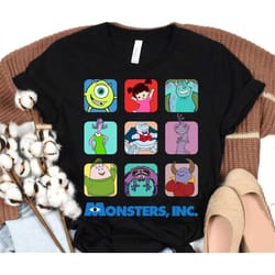 disney monsters inc retro characters t-shirt, mike, sully, boo shirt, disneyland epcot family vacation shirt, magic king
