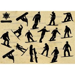 digital svg png jpg snowboarding, sport, snowflake, snowboard, vector, clipart, silhouette, instant download