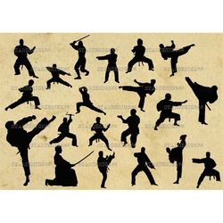 digital svg png jpg karate, martial arts, sport, kung fu, taekwondo, judo, ju jitsu, aikido, hapkido, vector, silhouette