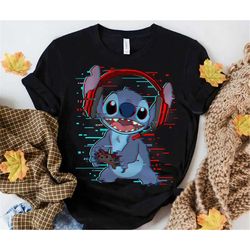 disney lilo and stitch gamer glitch headset and controller t-shirt, disneyland epcot family vacation shirt, magic kingdo