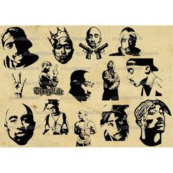 Digital SVG PNG JPG Tupac, 2pac, west coast, rap, hip hop, silhouette, vector, clipart, instant download