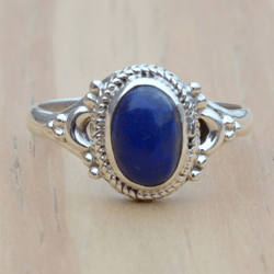 Natural Lapis Lazuli Ring For Women, Silver Lapis Ring, Blue Stone Ring, Oval Gemstone Handmade Ring Women, Lapis Ring