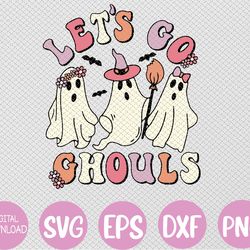 retro groovy let's go ghouls halloween ghost outfit costumes svg, eps, png, dxf, digital download