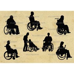 digital svg png jpg disabled people, wheelchair, men, women, silhouette, clipart, vector, instant download