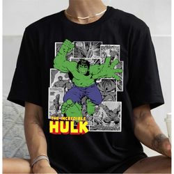 marvel avengers the incredible hulk comic panel portrait shirt, disney avenger tee,, disney hulk, disneyland family matc