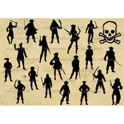 digital svg png jpg pirates, pirate girls, skull and bones, silhouette, vector, clipart, instant download