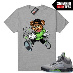 green bean 5s to match sneaker match tees heather grey 'bear sneaker heist'