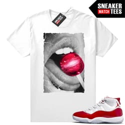 cherry 11's shirts to match sneaker match tees white 'cherry lolipop'