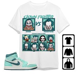 aj 1 mid bleached turquoise unisex t-shirt, tee, sweatshirt, hoodie, clowns fighter, shirt to match sneaker
