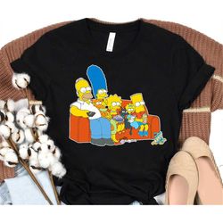 the simpsons family on couch shirt, homer marge lisa bart maggie simpsons family matching shirt, disneyland family vacat