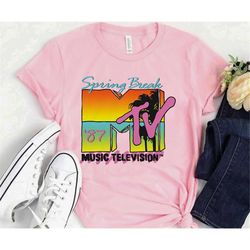 classic mtv logo spring break 87' t-shirt, mtv logo shirt, wdw disneyland family vacation trip shirt, magic kingdom, wal