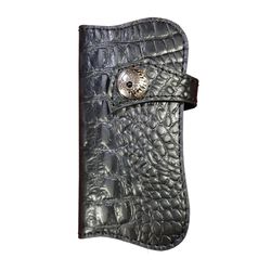 Crocodile Black Leather Universal Mobile Wallet