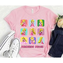 nintendo super mario princess peach portrait moods graphic t-shirt, princess peach tee, disneyland family vacation match