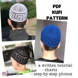 Short mens kufi cap crochet PDF pattern